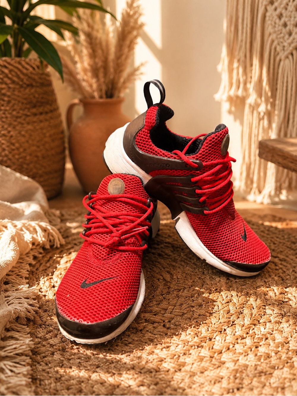 Nike Air Presto NikeID Custom Running Shoe (Red and Black Mesh)